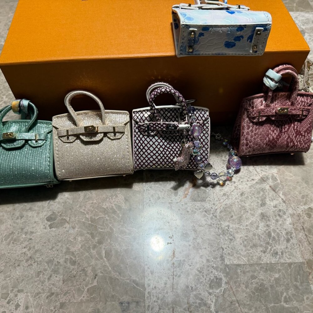 Leather Mini Tote Bag Charms-Well Known Designer Inspired-STUNNING BAG CHARMS